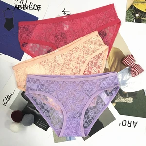 European Seamless Transparent Pantys Sexy Underwear Women Lace Panties Sex String Hollow Out Lingerie Crotch Cotton Briefs