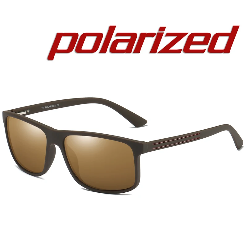 MAXJULI Поляризованные спортивные солнцезащитные очки Для мужчин квадратный UV400 вождения солнцезащитные очки для мужчин, Классические мужские очки Gafas De Sol Tr90 рамка P33 - Цвет: C2 Matte Brown Brown