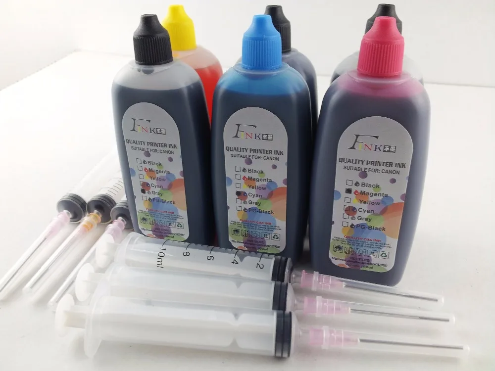 6x100ml Quality Dye Ink Replace For PGI 570PGBK CLI 571 BK C M Y GY Ink For Canon PIXMA MG7750