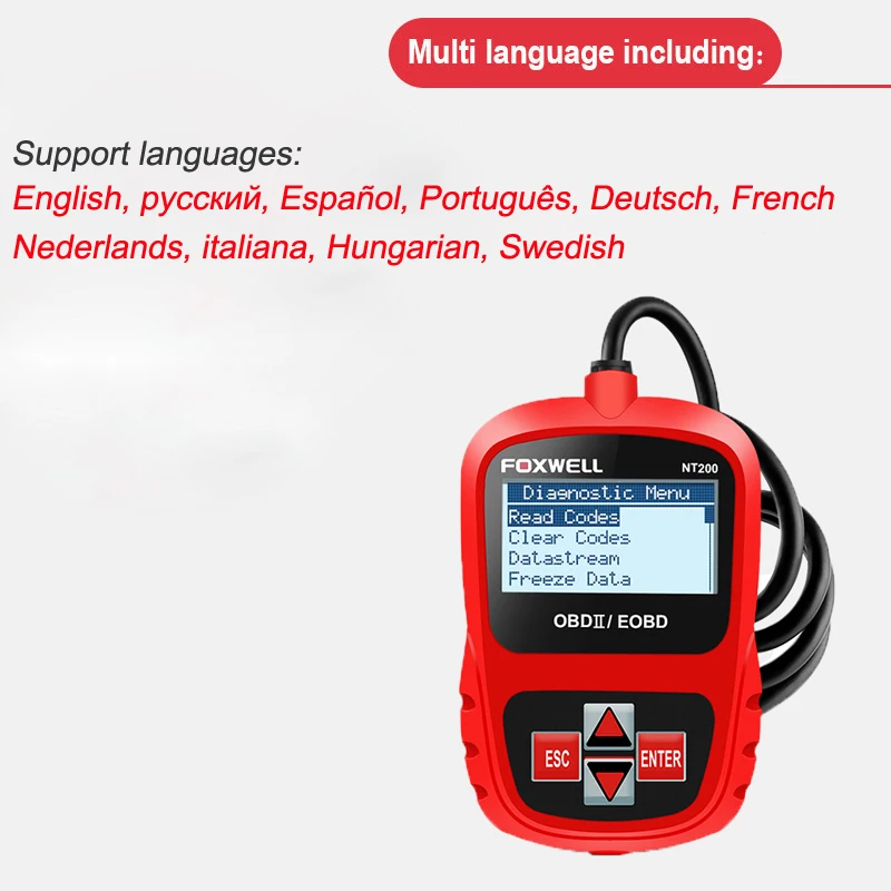 Автомобильный сканер FOXWELL NT200C OBD2 OBDII считыватель кодов двигателя датчик стоп