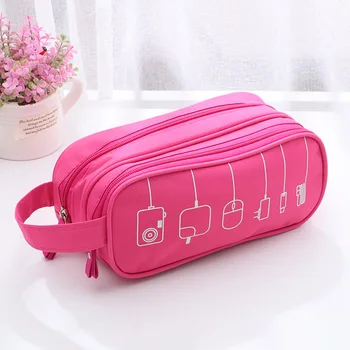 

Travel Digital Gadget Storage Bag USB Cable Cord Earphone Organizer Case 2 Layer Bags OH66
