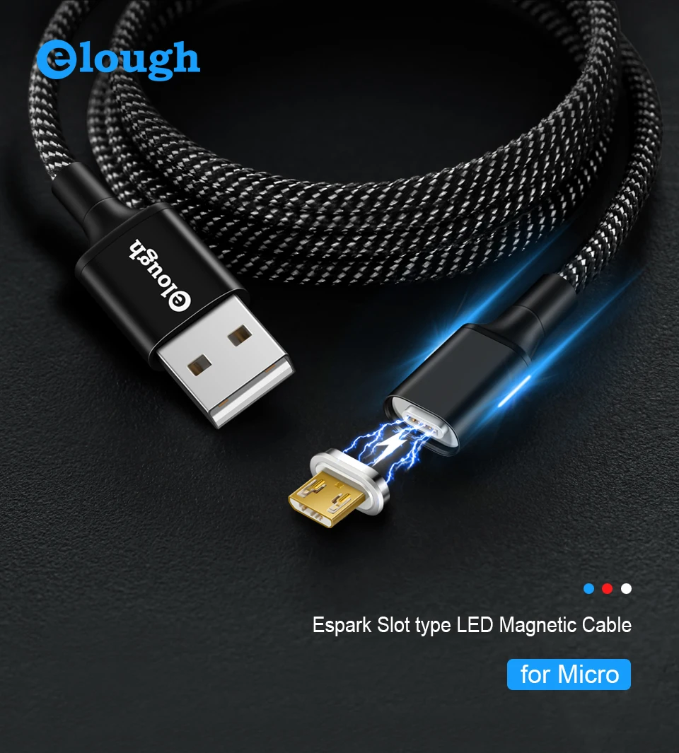 Магнитный кабель Elough Espark USB C для iPhone, кабель type c, кабель 3A quick charge3.0, магнитный кабель для зарядки и передачи данных