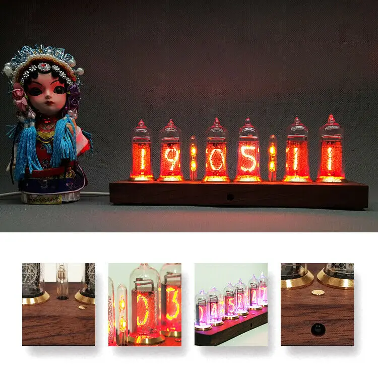 Nobsound Vintage 6 In 14 Wooden Glow Nixie Vacuum Tube Clock Mini