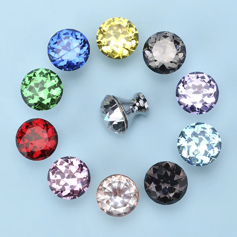 Diamond Crystal Glass Knobs Cupboard Pulls Drawer Knobs (10)