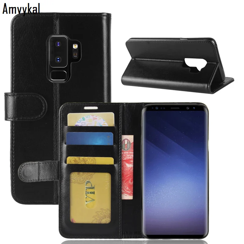 Amvykal для iphone XR XS samsung S10 S10e S9 S8 A6 A8 A9 J4 J6 Plus Note 9 8 Бизнес чехол-книжка для телефона кожаный чехол-портмоне с функцией подставки