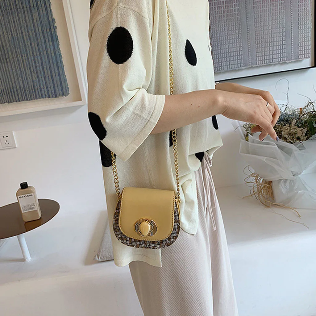 

Messenger Bag Fashion Grid pattern buckle mobile phone change small square package Shoulder Bag Mini New bags for women 2018