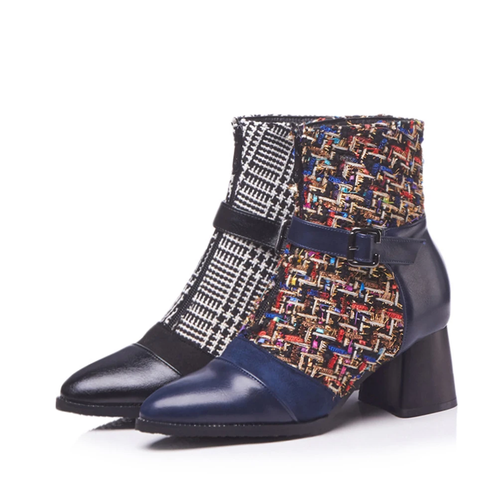 

Big Size Short Boots Women Thick High Heels Girls Zipper Shoes Woman Autumn Winter Buckle Martin Boots Casual Boots Women Shoes