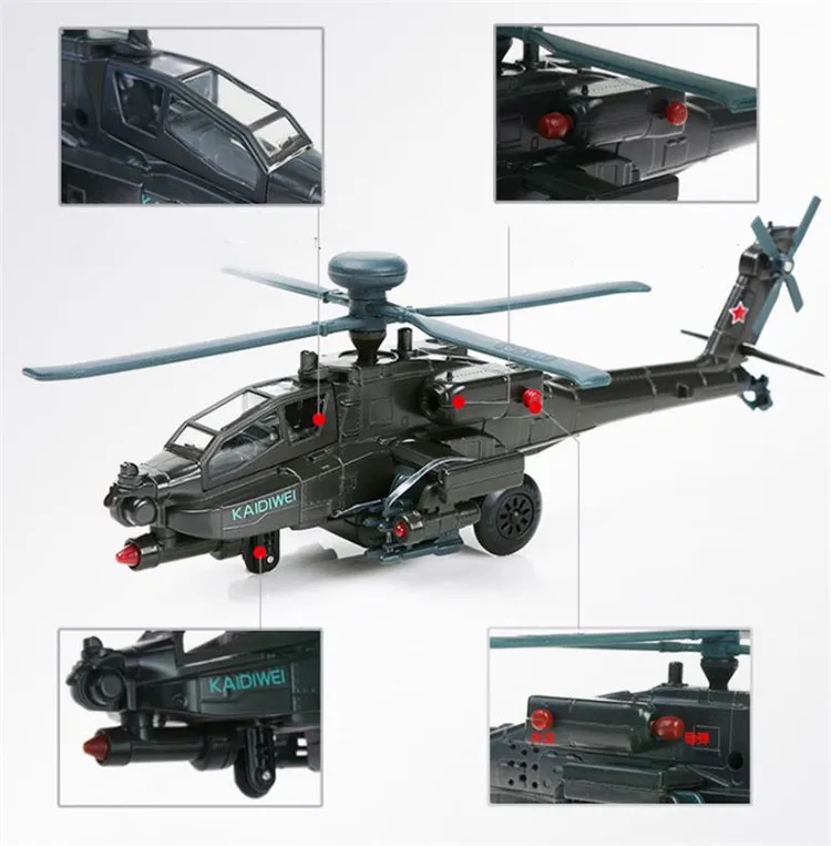 Изысканный 1: 64 AH-64D военное вооружение авиационный сплав модель, моделирование звуковая и световая раздвижные истребитель Подарочная