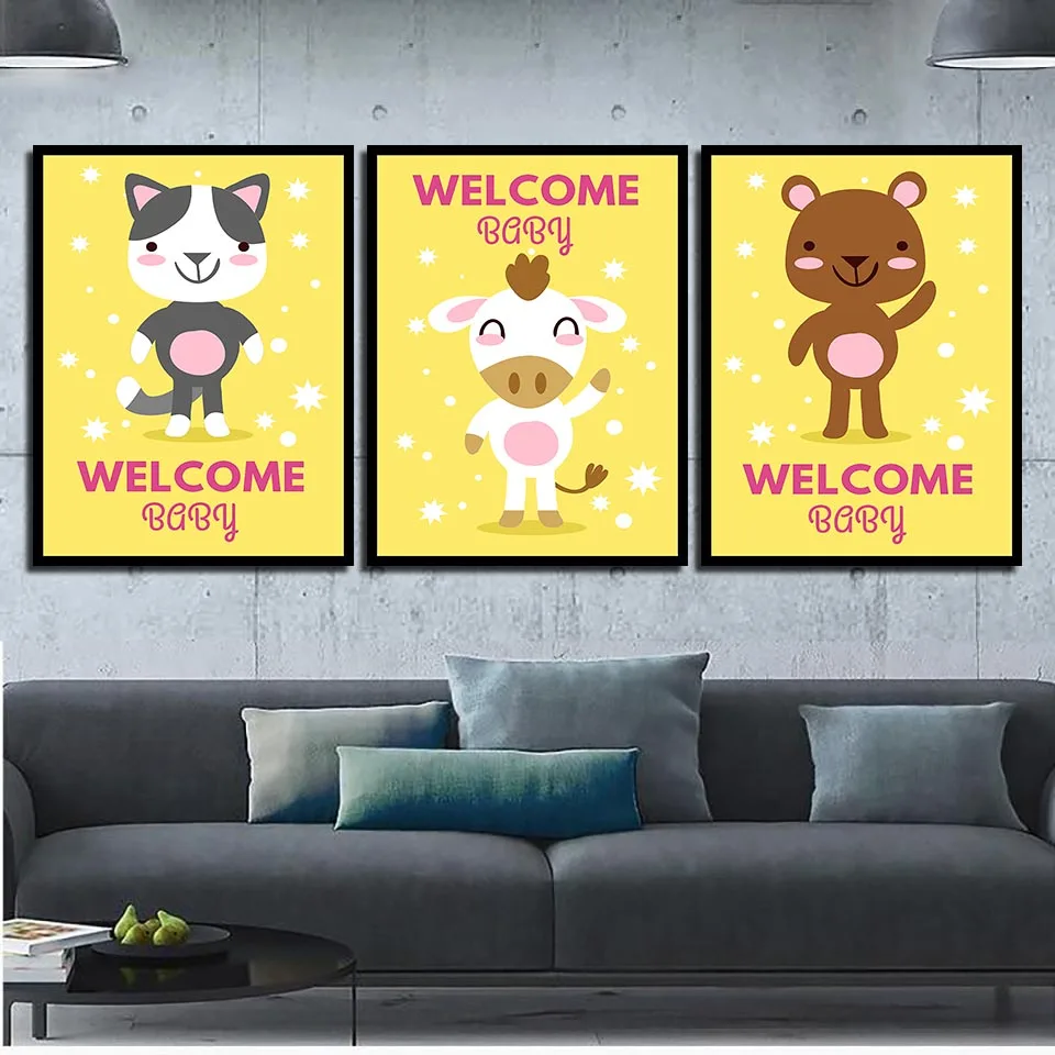 Hause Dekoration Wand Kunst Wohnzimmer Willkommen Baby Leinwand