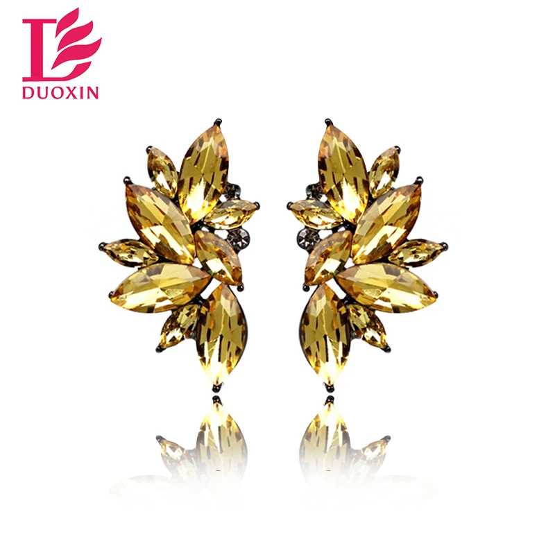 Opal Stone Stud Earrings Christmas Party 2016 Brand New Elegant Crystal Earrings For Women Trendy Gold Plated Women Earrings