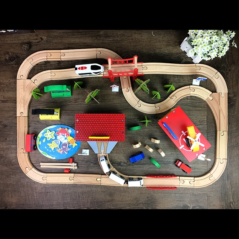 Набор железнодорожных дорожек из 80 предметов комплект магнитных электрических