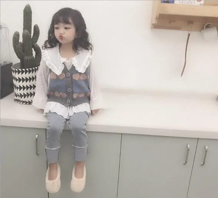 new wholesale girls knitted sweater autumn winter fashion girls vest 3-8t B985