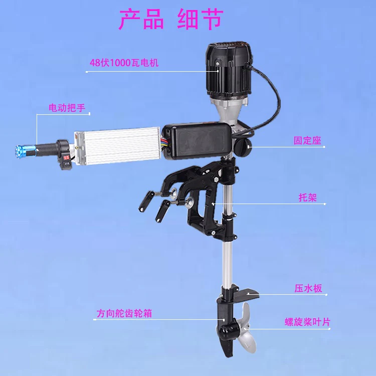 48 Вольт 1000 ватт внешний электродвигатель бесщеточный мотор морской подключаемый моторчик с пропеллером