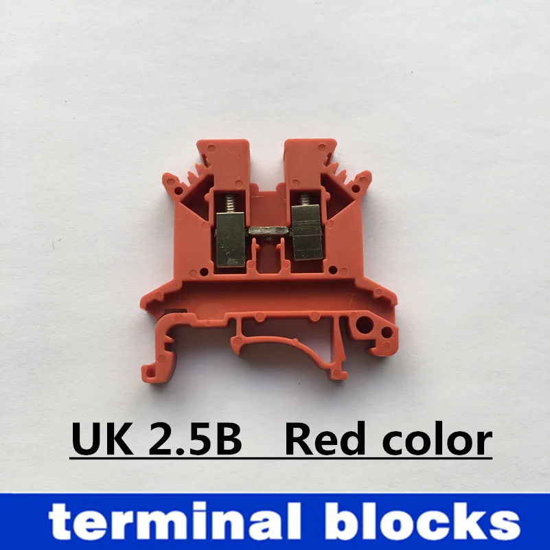 10Pcs red color Terminal blocks UK2.5B DIN rail Wiring board connector