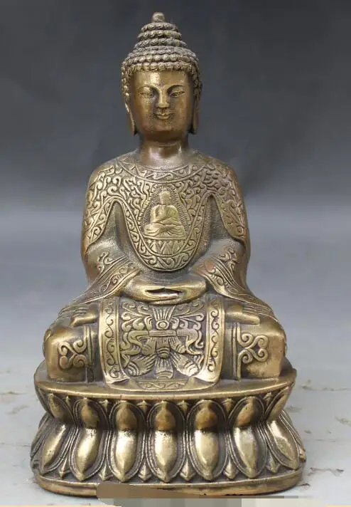 

S4239 Marked Tibet Buddhism Bronze Gilt Shakyamuni Amitabha Buddha Sakyamuni statue