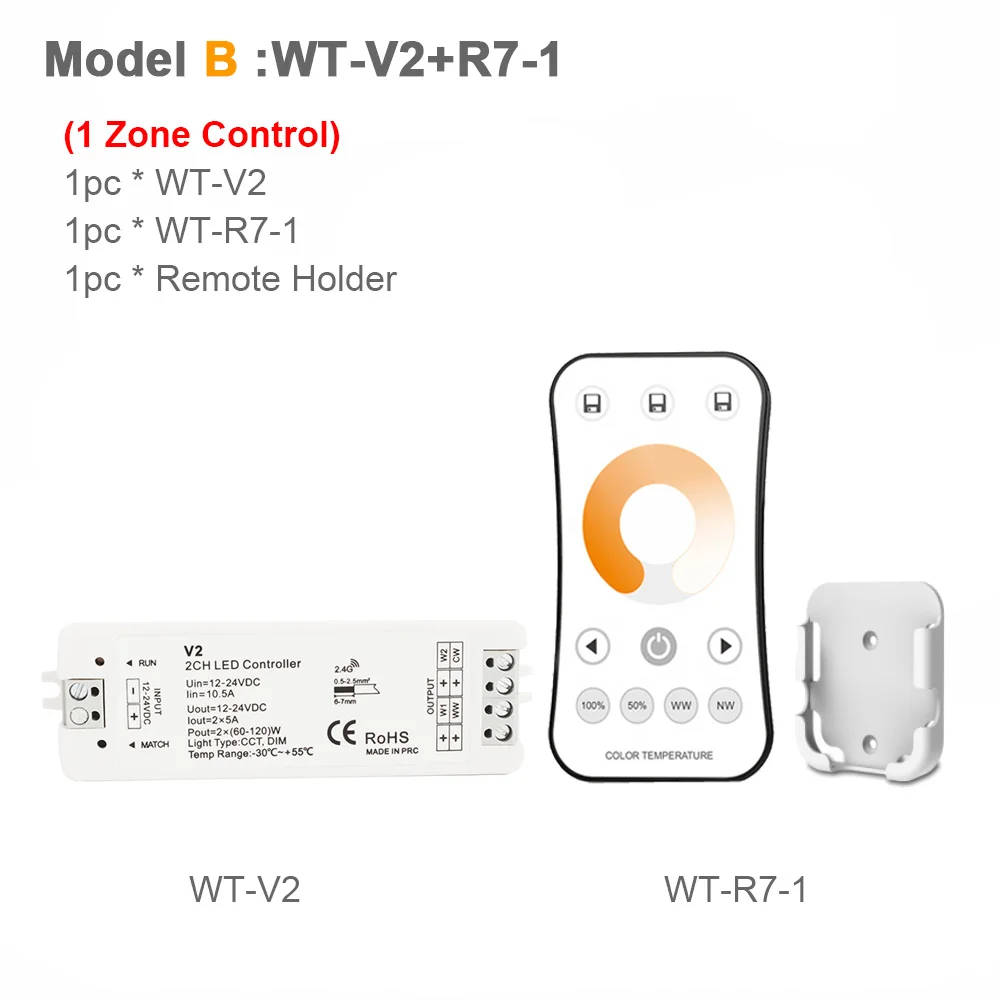 12В светодиодный диммер WW CW 2CH 2,4G RF беспроводной пульт дистанционного управления смарт Wifi DC 24V 12 вольт CCT контроллер для CT одноцветный светодиодный светильник - Цвет: Model B