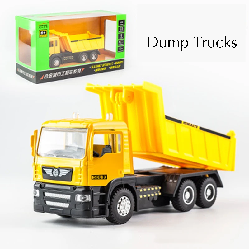 

KIDAMI 1:50 Engineering vehicle Alloy Pull Back Diecast Model Car with sound light dump truck boys Gift toys for children