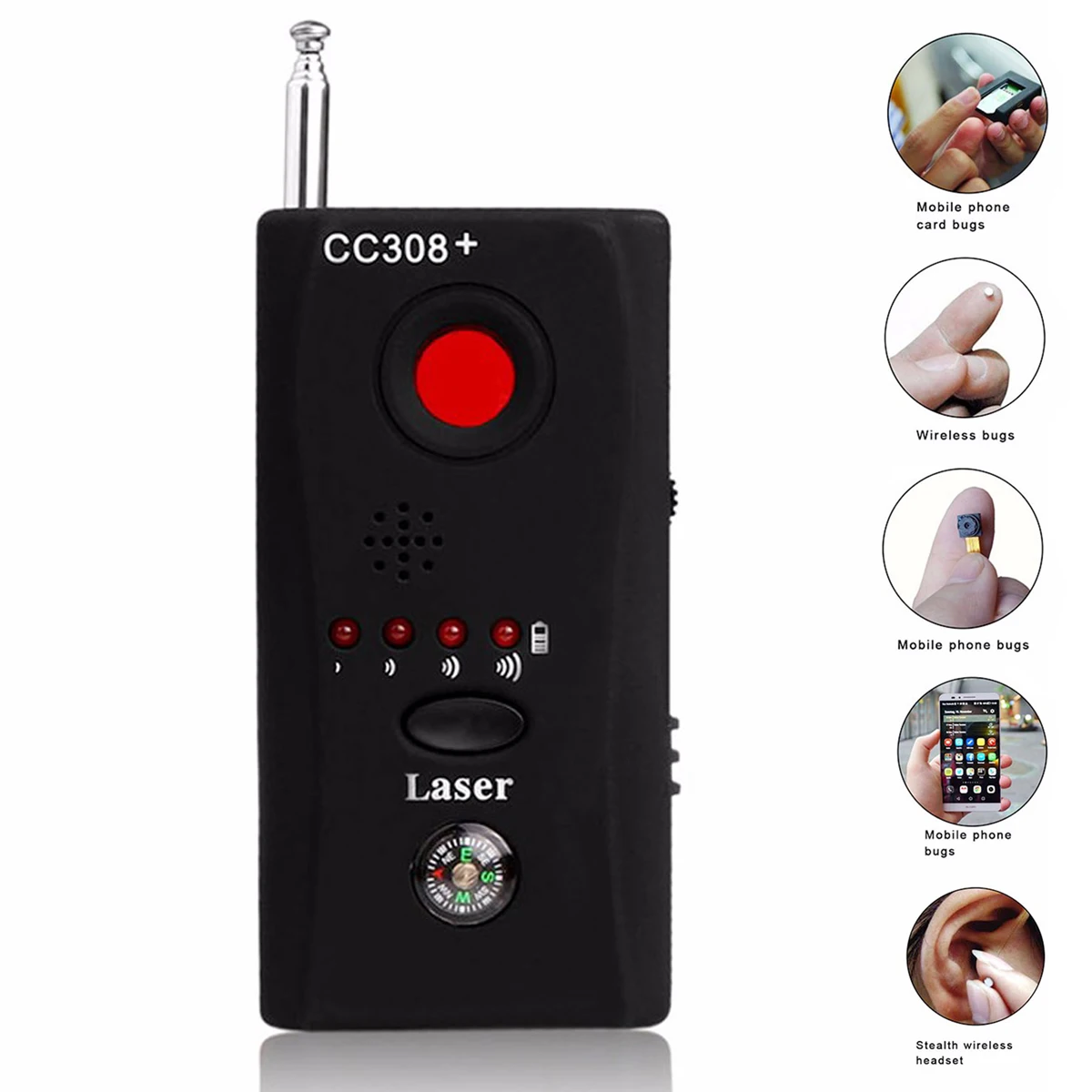 Wireless identify Camera GSM Audio Bug Finder GPS Signal Bug Lens RF