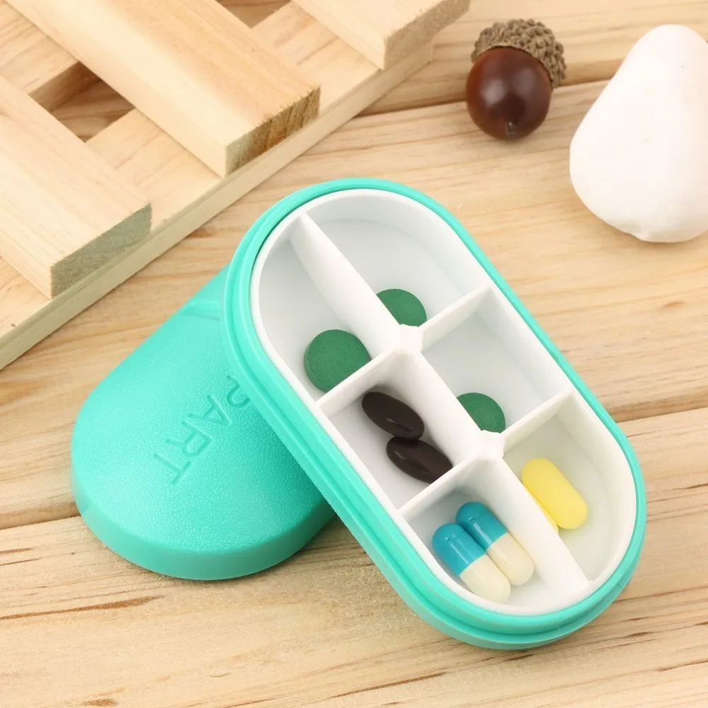 

2018 New Pill Storage Box Portable Travel Emergency First Aid Kits 6-Slot Medical Pill Box Holder Medicine Drug Case Red Blue