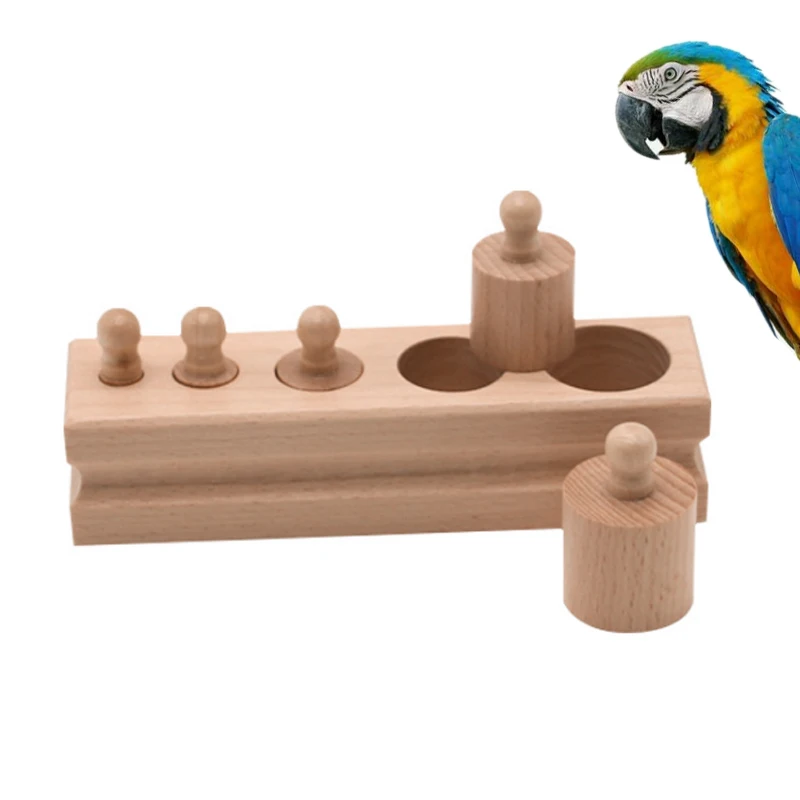 

Pet Birds Toys Wooden Cylinder Blocks Stacking Puzzle Intellectual Develpment Toys for Parrots 2019ing