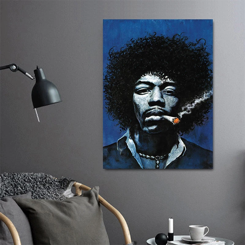 

Wall Art Canvas Painting Jimi Hendrix Blue Posters And Prints picture Wall Pictures For Living room 30X40CM 40X60CM