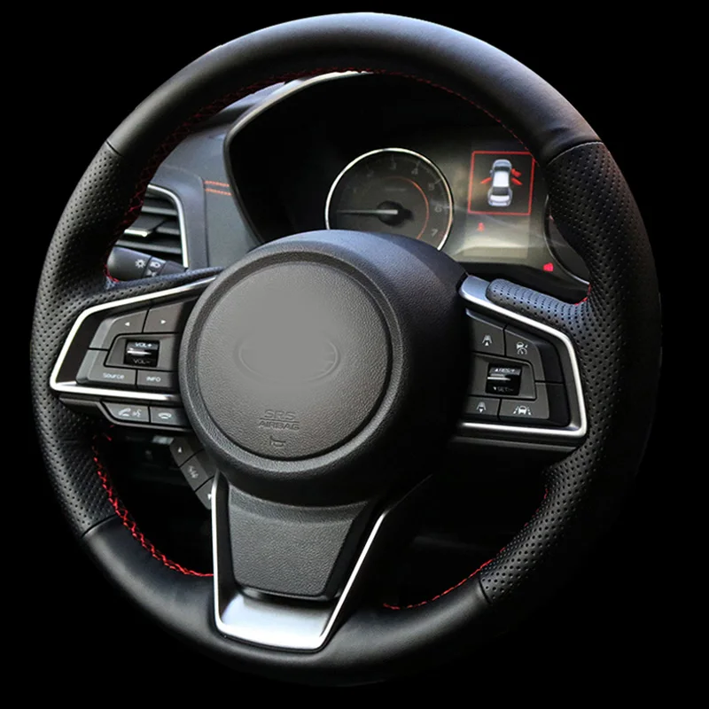 

High Quality cowhide Top Layer Leather handmade Sewing Steering wheel covers protect For Subaru Forester