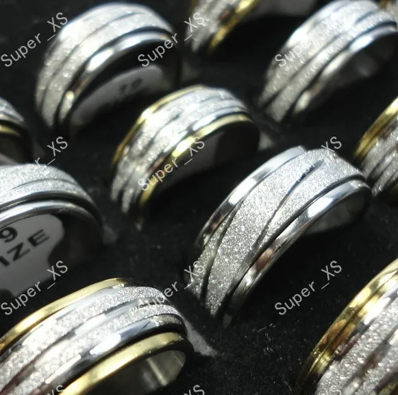 15pcs Never Fade Rotatable Gold Silver Color Stainless Steel Rings For