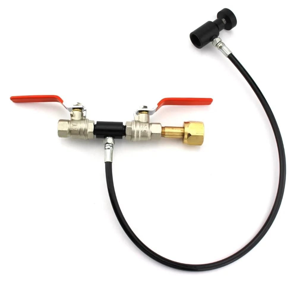 

PCP Paintball Airforce Refilling Soda Stream Tank Dual Valve CO2 Tank Fill Station G1/2-14 Female with High Pressure Hose 1/4NPT