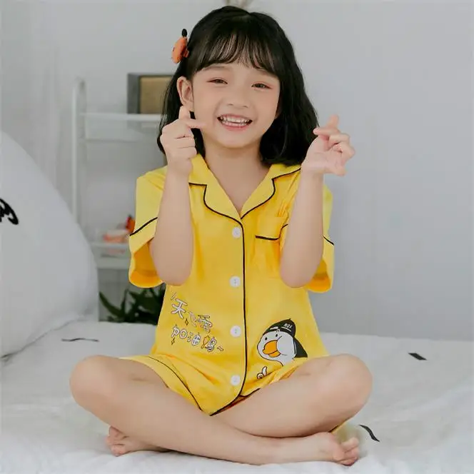 color at picture Детские пижамы с героями мультфильмов, хлопковая одежда для сна для мальчиков, летние пижамы для девочек, футболка с короткими рукавами+ штаны, пижамы, детские комплекты одежды R - Цвет: color at picture