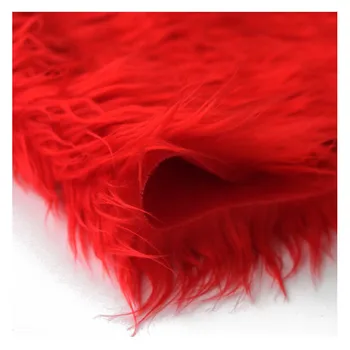 

High grade red 5cm plush faux fur fabric for winter coat vest Fur collar cosplay Mask toy beard long tissu telas width160cm