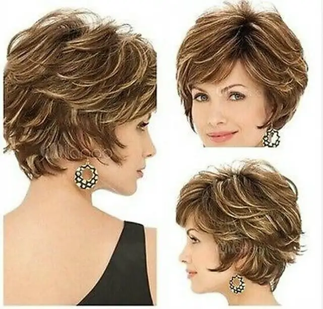 Online Shop New Style Golden Brown With Blonde Highlights Short