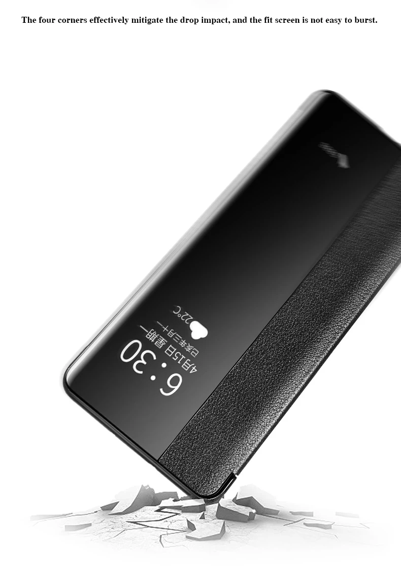 Для huawei P30 Pro Чехол-книжка из натуральной кожи Cenmaso Smart Touch прозрачный защитный чехол для телефона