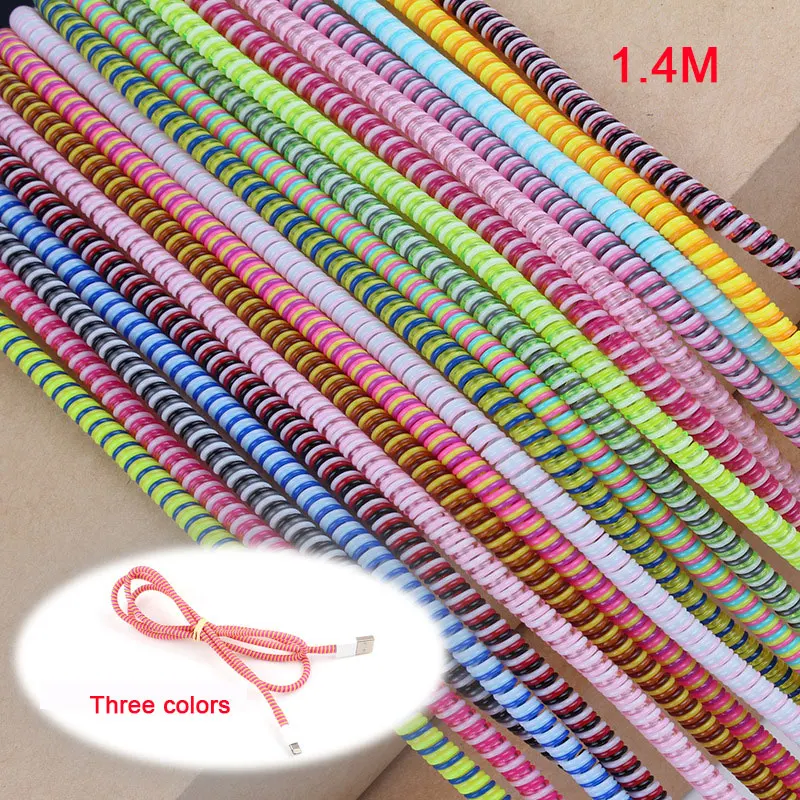 

Length 1.4M 2PCS Solid Color TPU spiral USB Charger cable cord protector wrap cable winder for iphone 5 5s 6 6s 7 Cable Saver