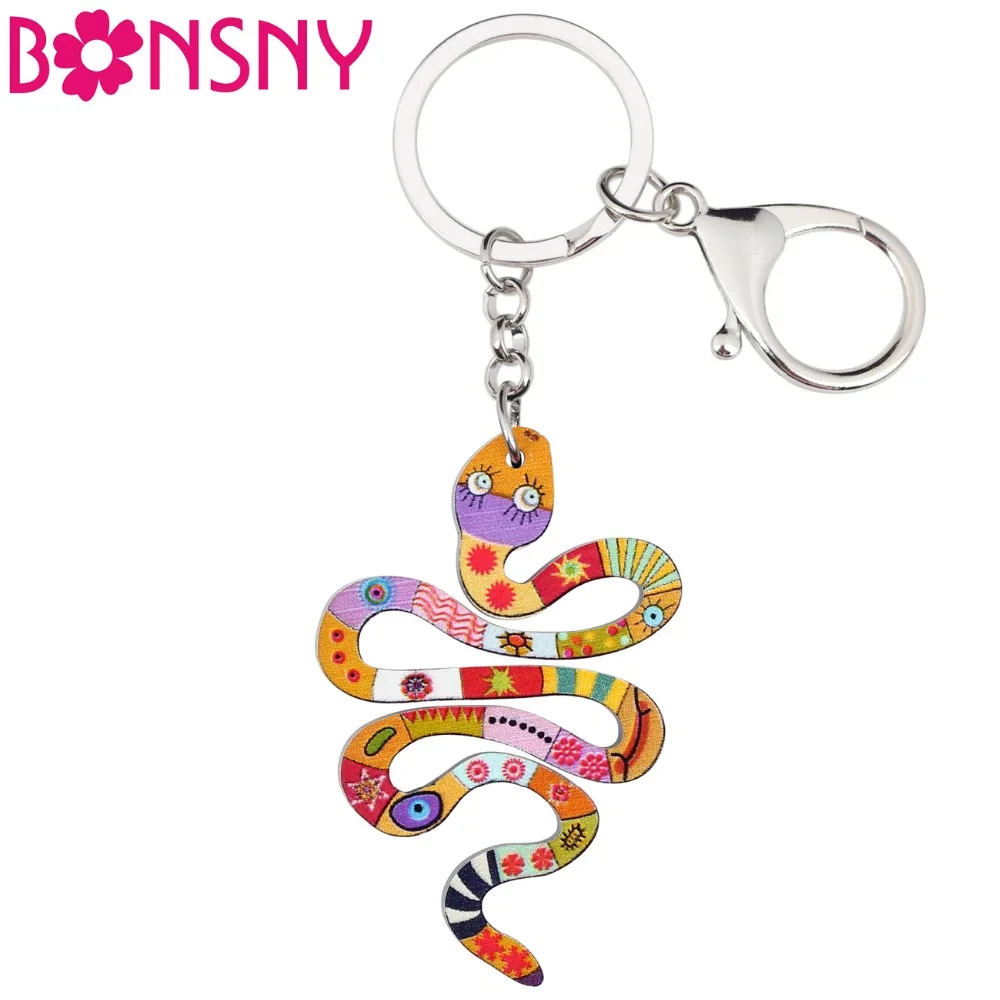 Bonsny Acrylic Anime Novelty Snake Serpent Key Chains Keyring For Women