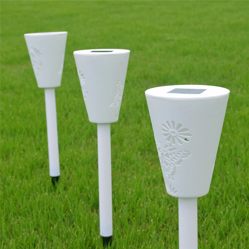 New 3 Pcs/Box Solar Lawn Lamp LED Hollow Butterfly Projection Light Garden Path Light 7-Color Adjustable White Dual Mode