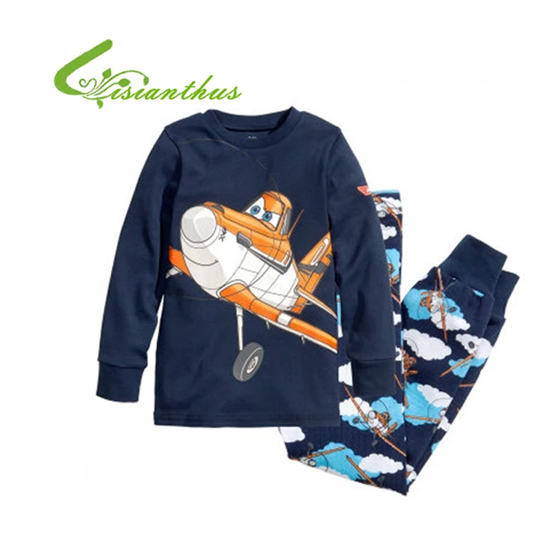 

Children Pajamas Boy's Cotton Nightwear Plane Aircraft Cartoon Loungewear Kids Boys Homewear Spring Autumn Sleepwear Free Ship