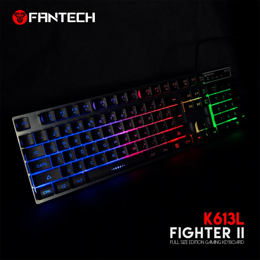 Fantech K613L Профессиональная USB игровая клавиатура светодиодный с подсветкой 104-Key Проводная игровая клавиатура водонепроницаемая механическая ручная клавиатура