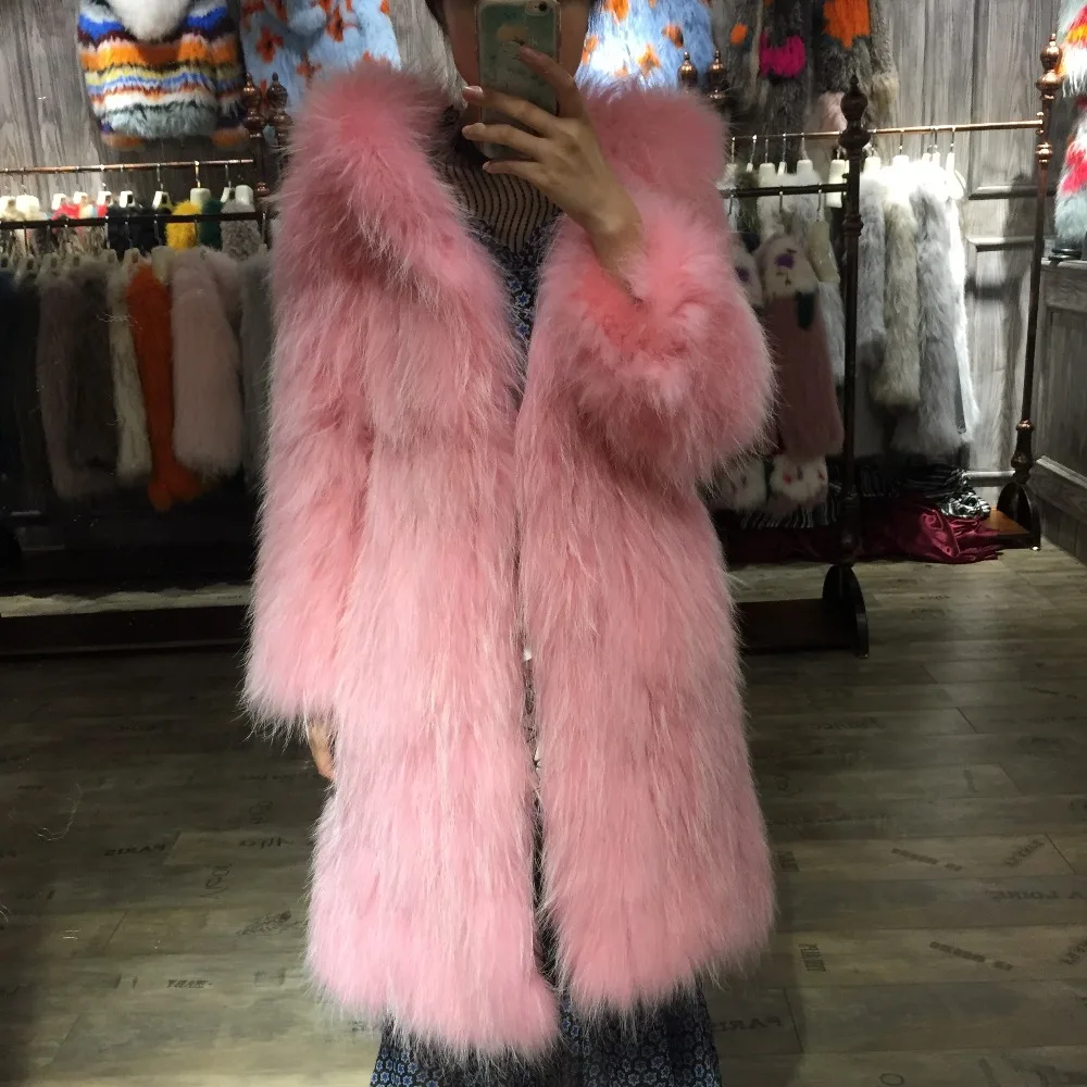 SQXR FUR real Raccoon Dog fur coat Knitted fur coat women natural fur