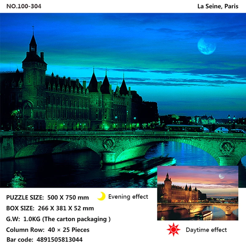 

Tomax 1000pcs glowing jigsaw puzzle Hallstatte, AustriaMount Fuji, Japan Niagara Falls, Canada