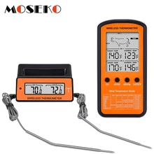 MOSEKO двойной зонд цифровой беспроводной термометр для печи для мяса, воды, еды, барбекю, приготовления пищи, кухонный таймер, сигнализация температуры