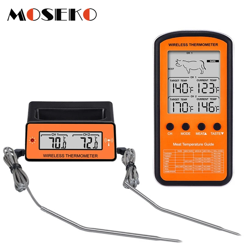 MOSEKO Dual Probe Digital Wireless Oven Thermometer For Meat Water Food Barbecue BBQ Cooking Kitchen Timer Temperature Alarm