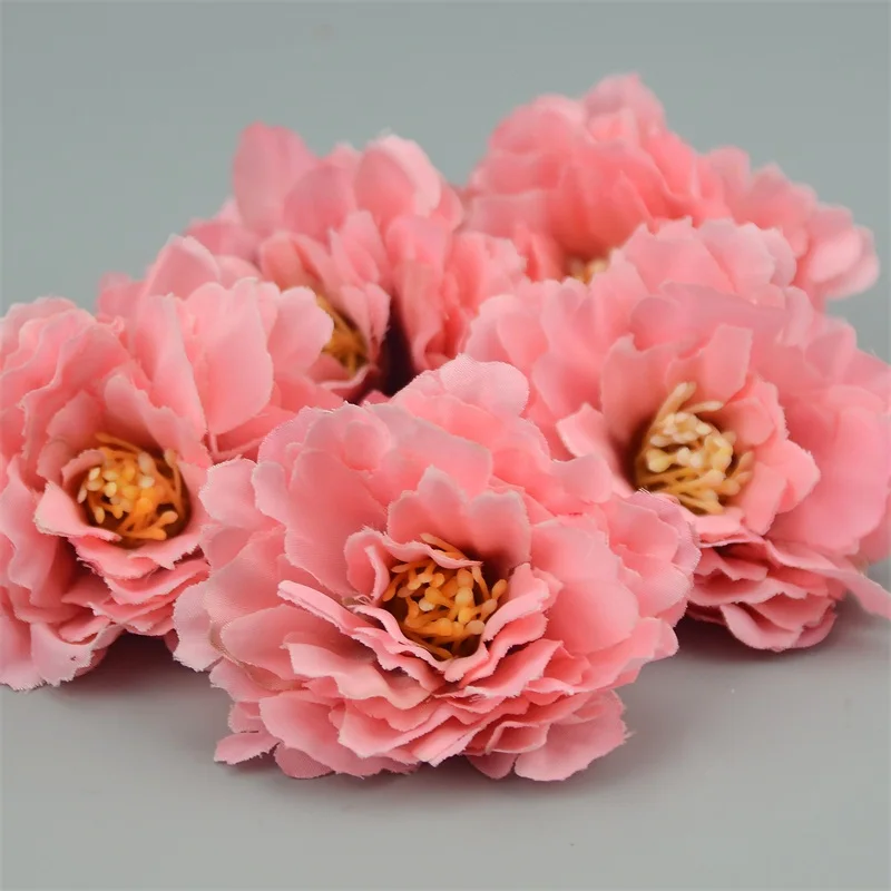 30pcs 6cm European Artificial Carnation Flower Head For Wedding Home Decoration DIY  Corsage Wreath Fall Vivid Fake Silk Flowers