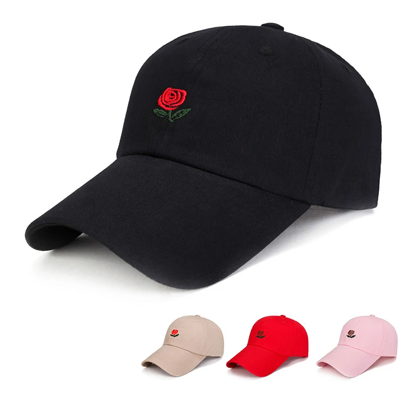 Women Men Rose Embroidered Baseball Cap Unisex Solid Flower Pattern Hat Male Female Fashion Adjustable Cotton Casual Caps CP0049 (11)