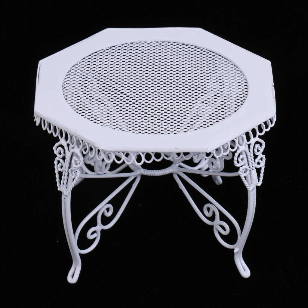 New 1/12 Dollhouse Miniature Furniture White Rocking Chair Octagonal Table Model Pretend Play Classic Toys for Kids Children
