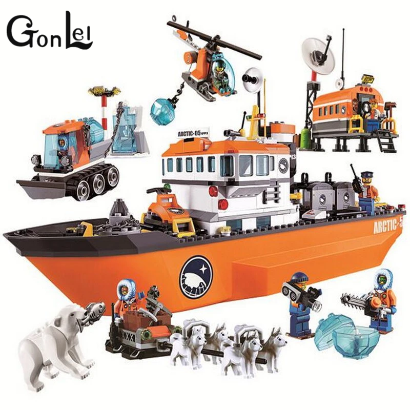 

GonLeI Bela 10443 City Arctic Icebreaker Blocks Brick Toys Set Boy Game Team Castle Compatible with Decool 60062 kids toy