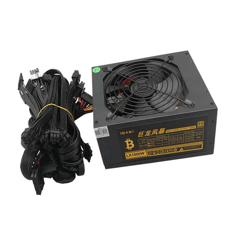 PC Server Miner Modular Power Supply 1800W Computer ATX PSU Ethereum Bitcoin Mining Machine For RX 470 480 570 1060 6 Video Card