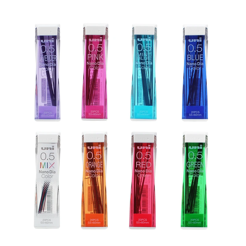 

UNI 0.5-202NDC 0.5mm Red/Blue/Mint Blue/Orange/Green/Pink/Lavender/Mix Color Mechanical Pencil Lead Set Each Color 1 Tube