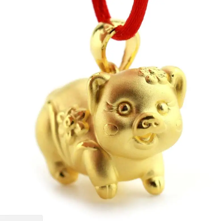 

Fine 999 24K Yellow Gold 3D Cute Lucky Cartoon Flower Pig Pendant / 3.3g