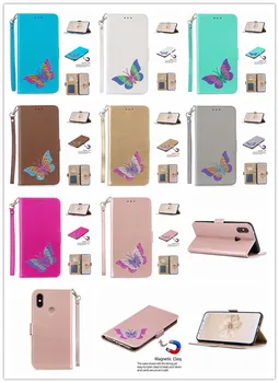 

For Xiaomi Mi A2 Case Luxury PU Leather Magnetic Butterfly Wallet Case Flip Cover with Card Slot for xiaomi Mi 6X case