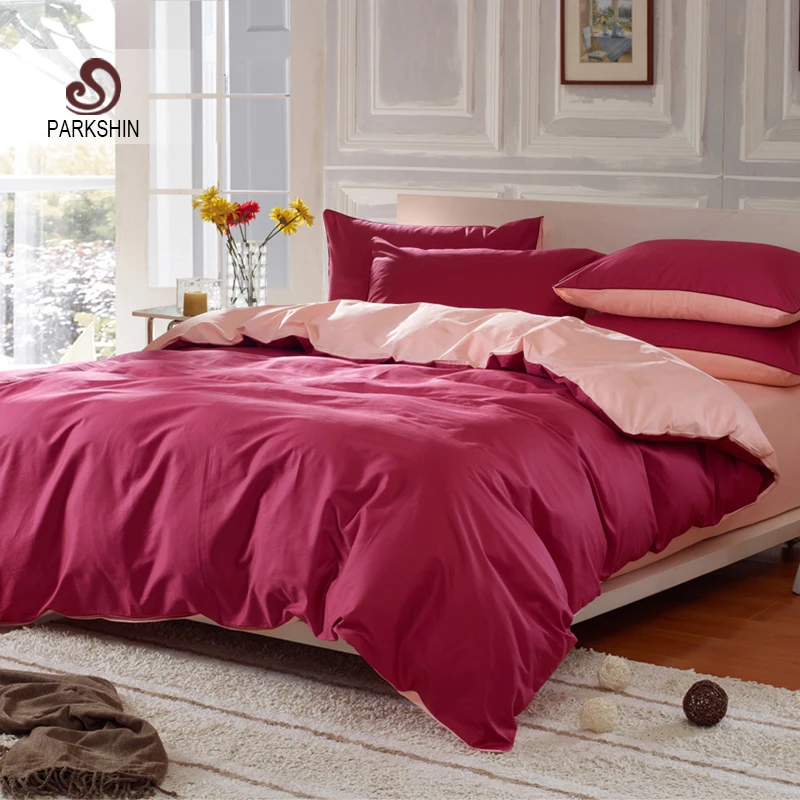 parkshin plain double bedding set solid color wine red and parkshin plain double bedding set solid color wine red and